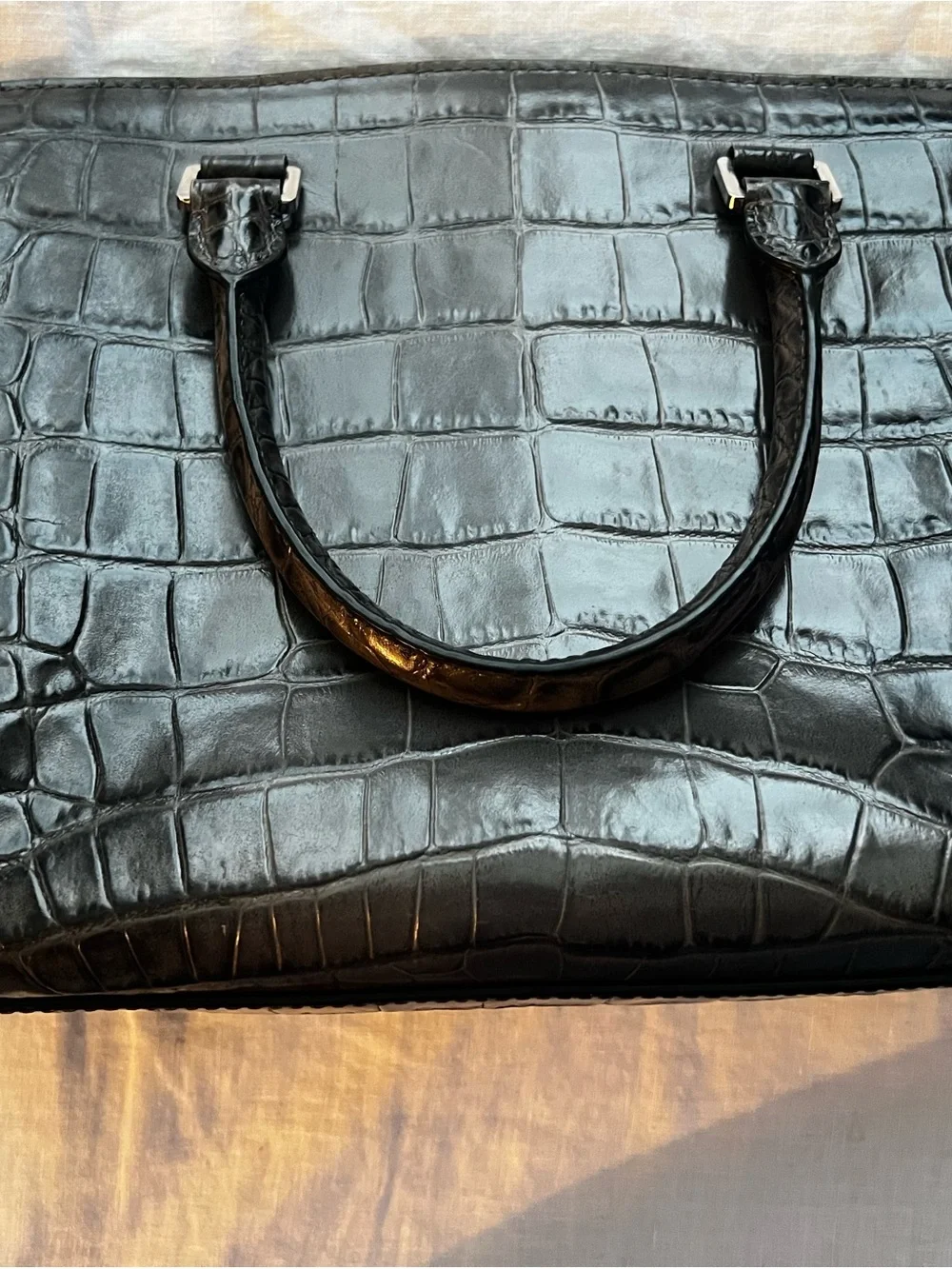 Michael Kors Black Croc-Embossed Leather Men's Briefcase